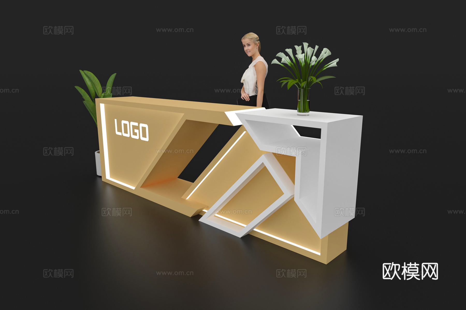 现代接待台 展览展会展台接待台 前台 吧台 柜台 桌台3d模型