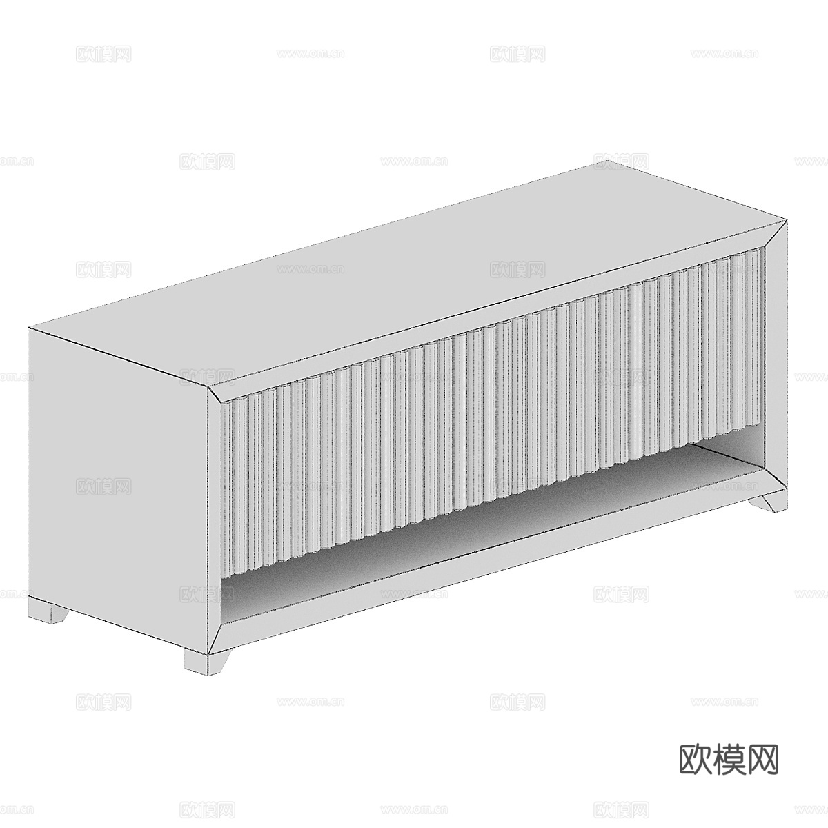 新中式实木电视柜 边柜3d模型