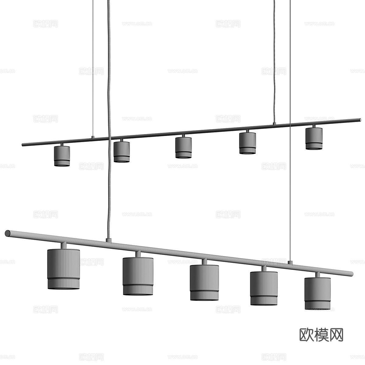 现代意式极简长条装饰吊灯3d模型