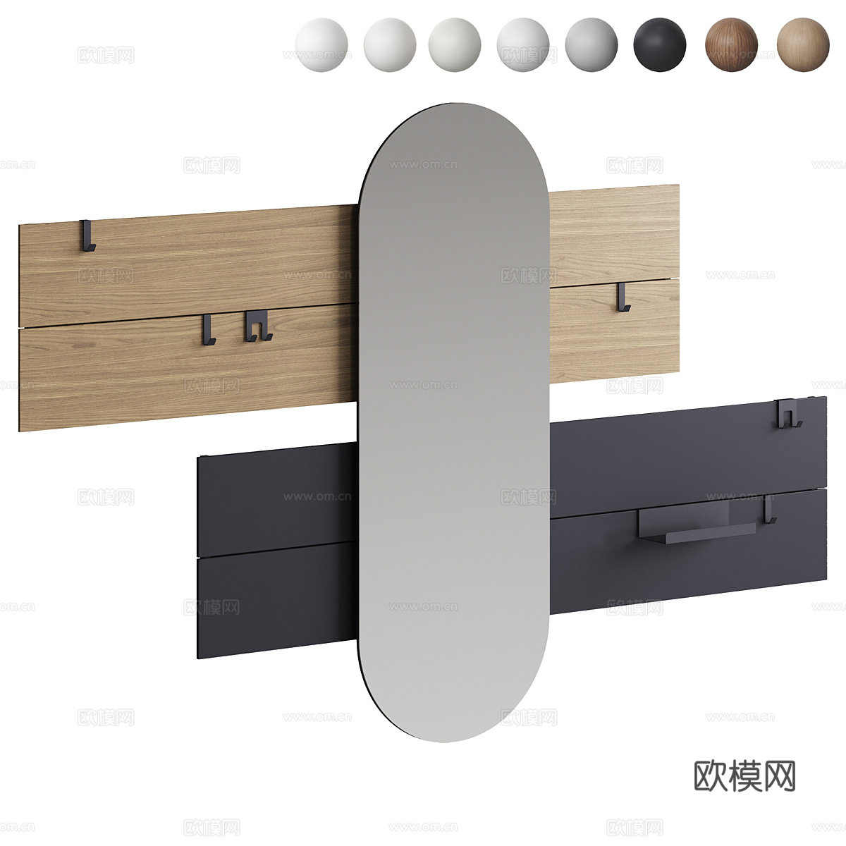 现代简约镜子 镜子 简约镜子 装饰镜子3d模型