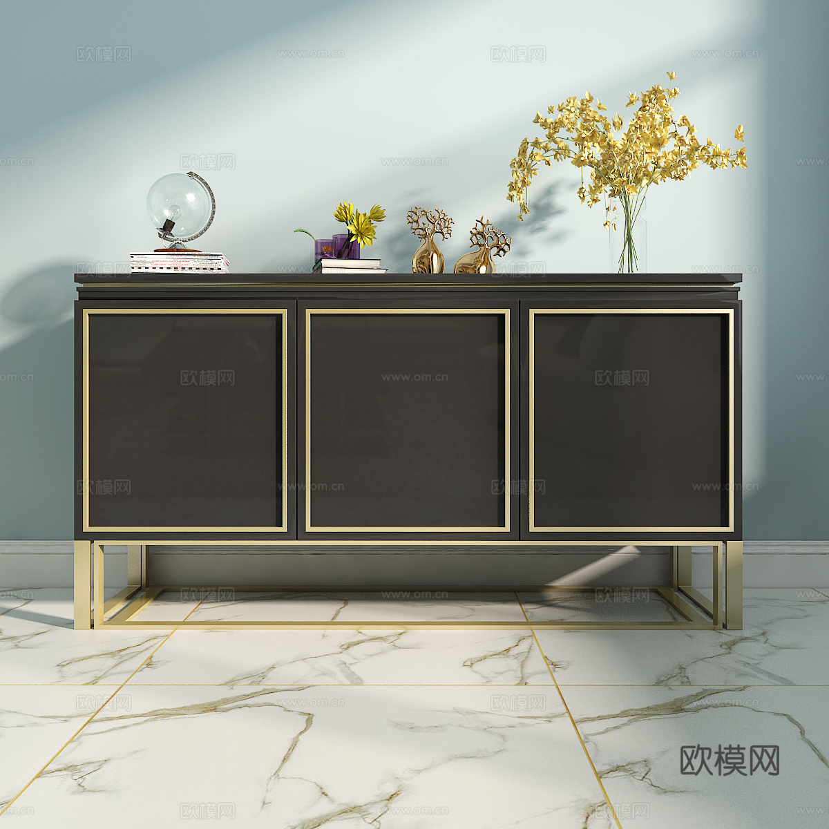后现代装饰柜 酒柜 边柜 玄关柜3d模型