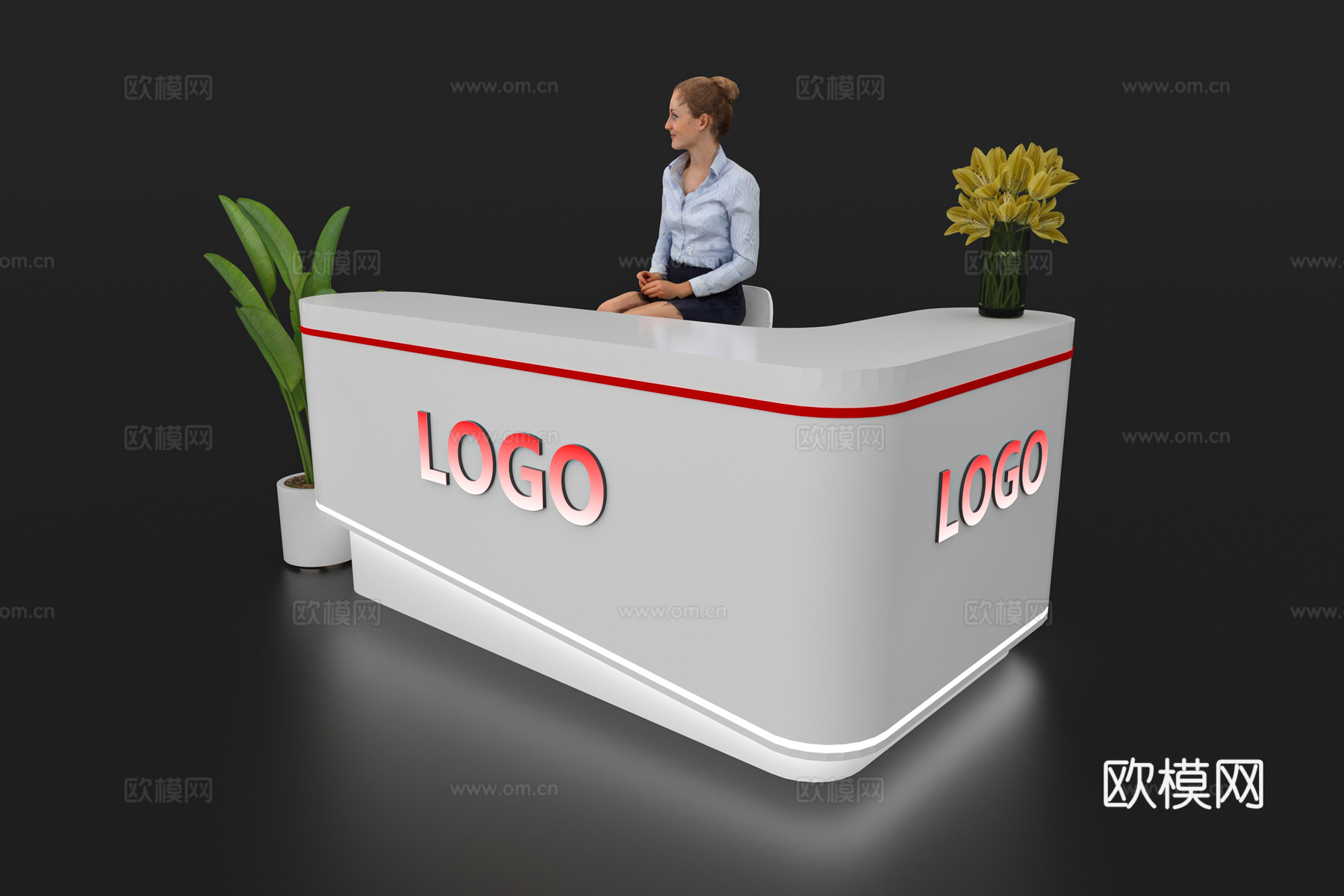 现代接待台 展览展会展台接待台 前台 吧台 柜台 桌台3d模型