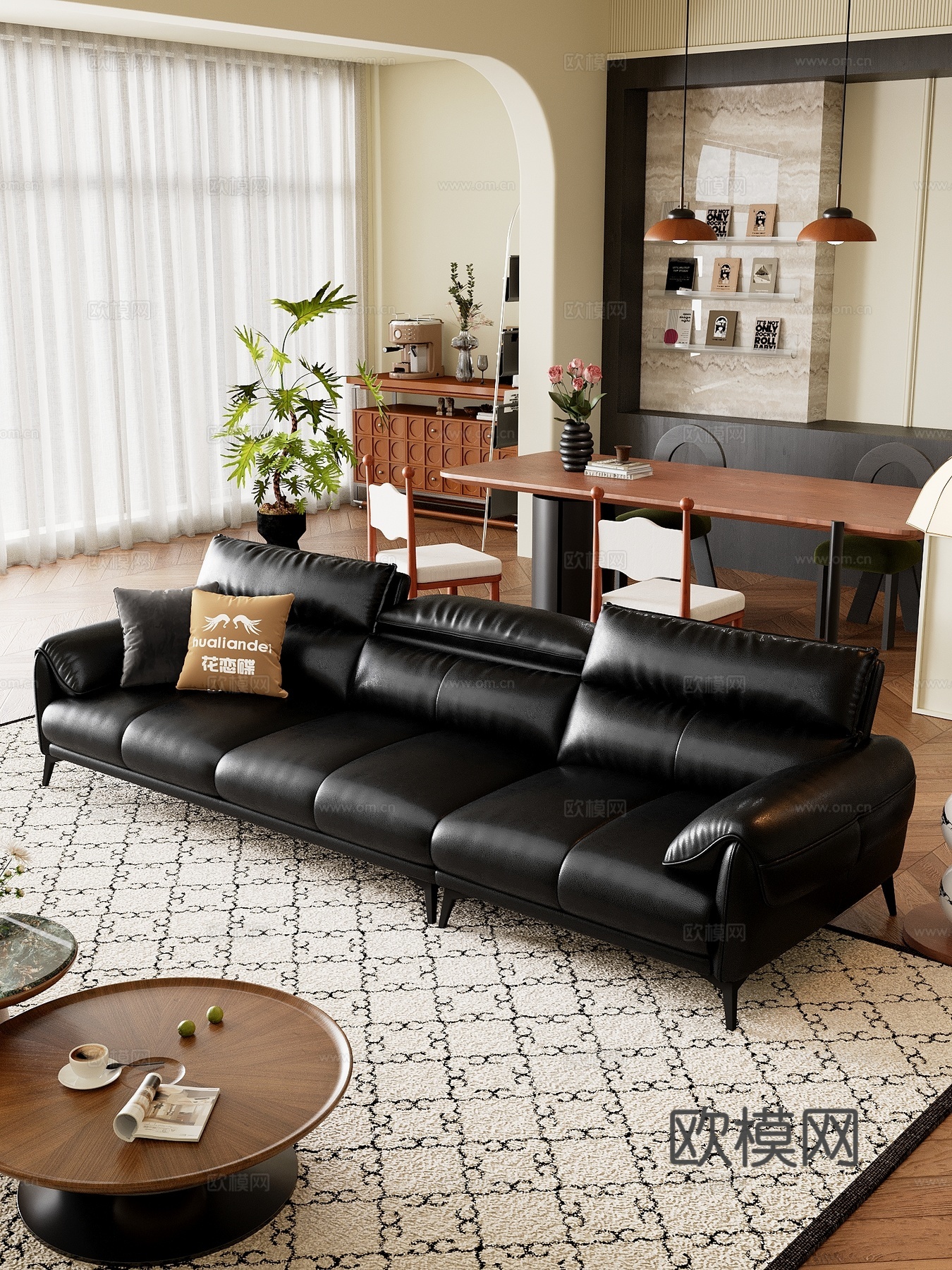 现代中古风沙发3d模型下载