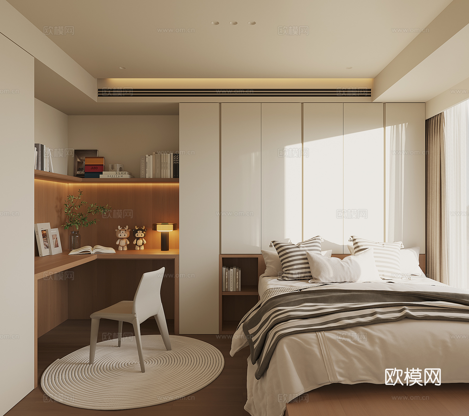 现代榻榻米卧室su模型