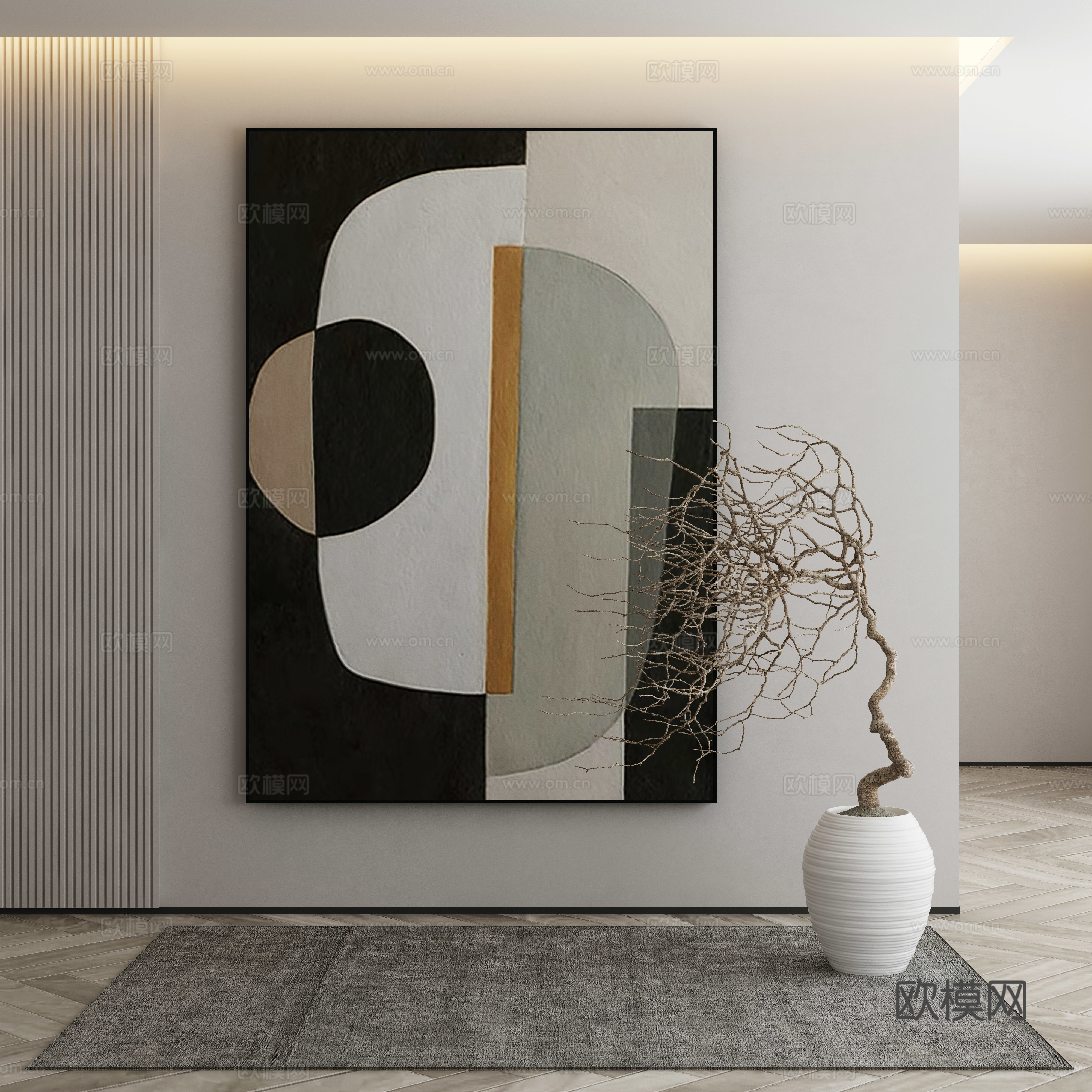 现代侘寂挂画 油画3d模型