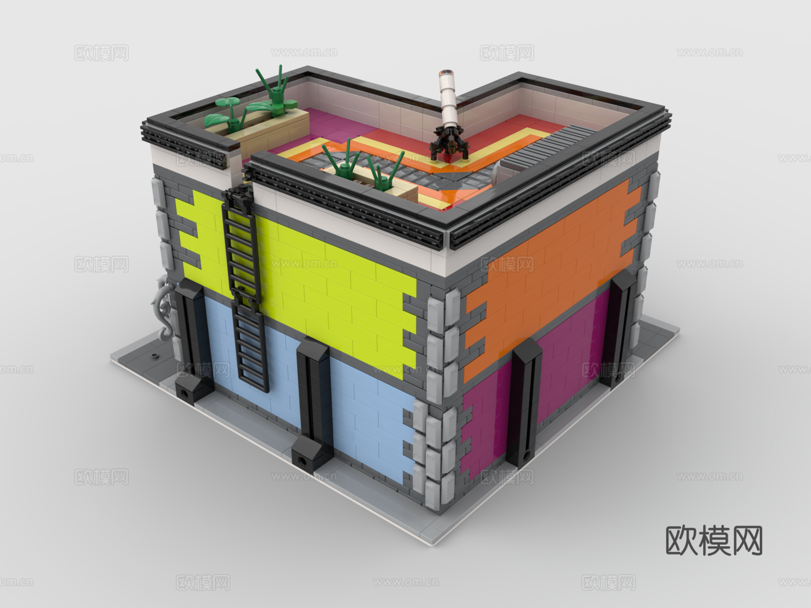 乐高 LEGO 玩具 积木 公寓 别墅 房子 建筑 商铺 店3d模型
