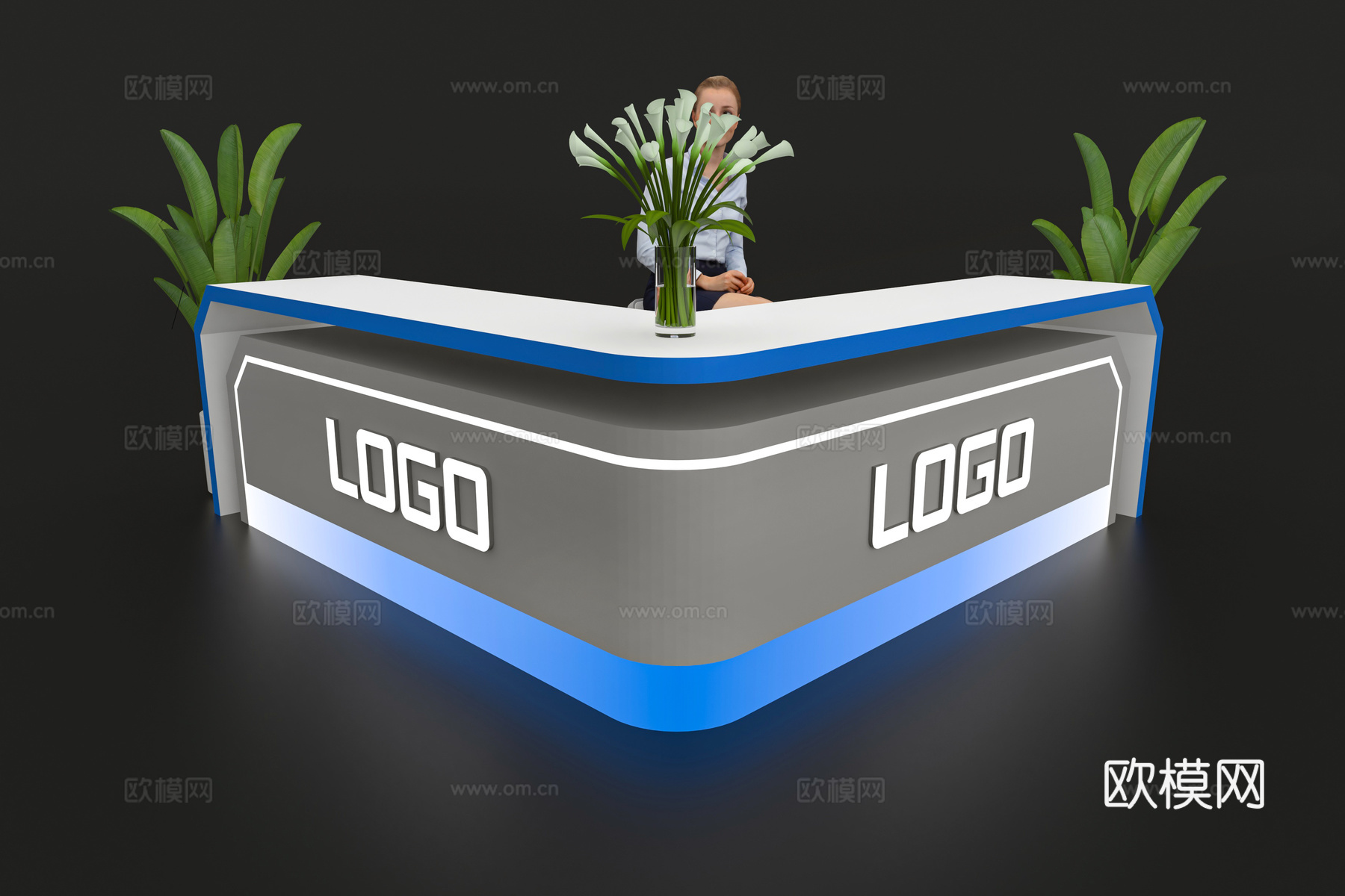 现代接待台 展览展会展台接待台 前台 吧台 柜台 桌台3d模型