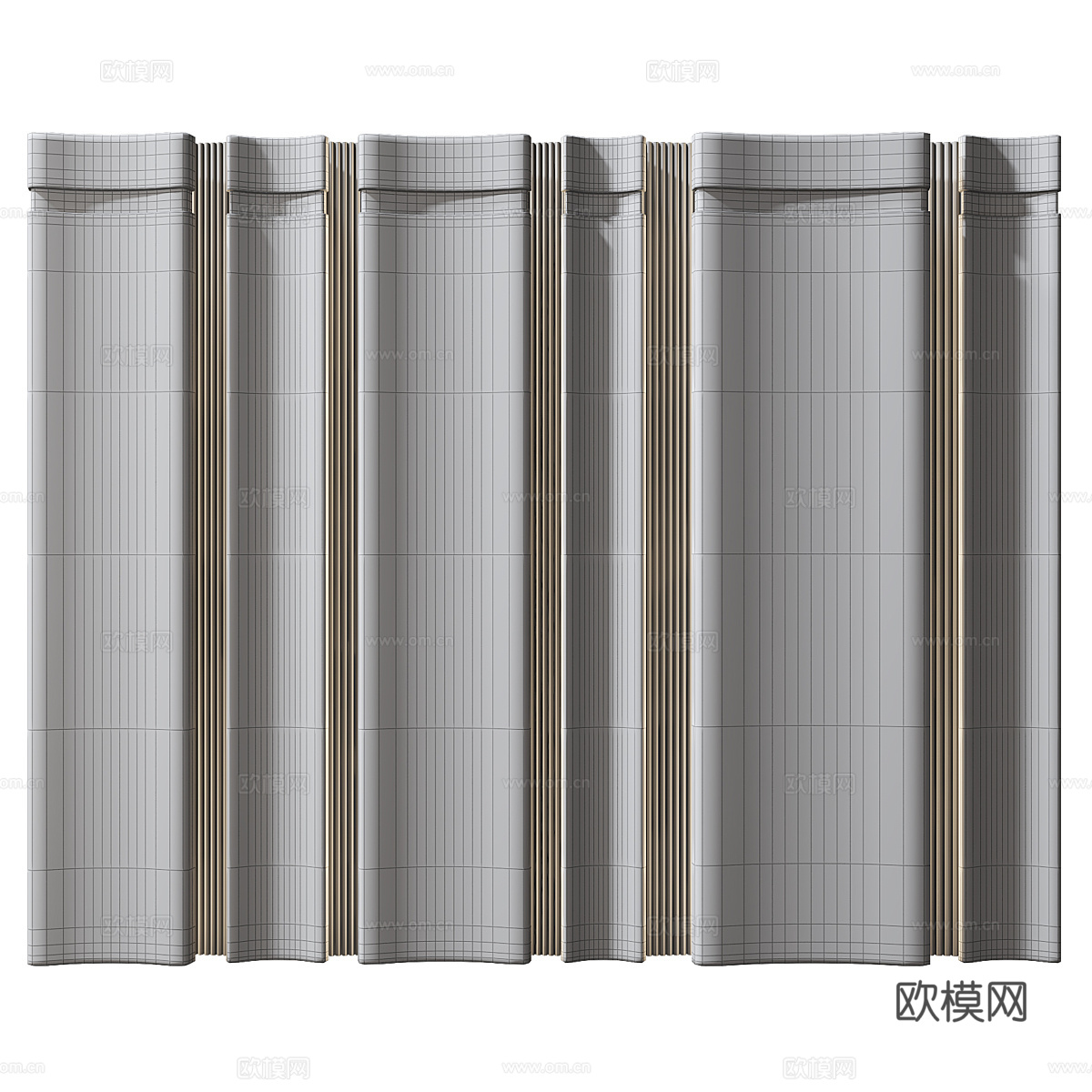 新中式轻奢弧形装饰墙板3d模型