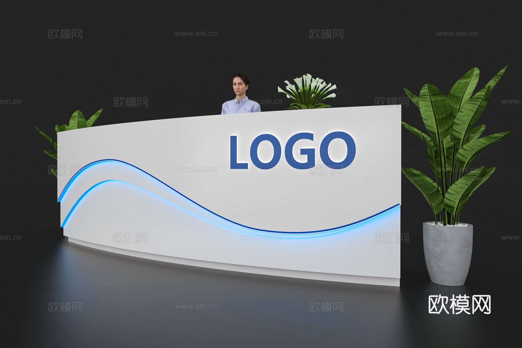 现代接待台 展览展会展台接待台 前台 吧台 柜台 桌台3d模型