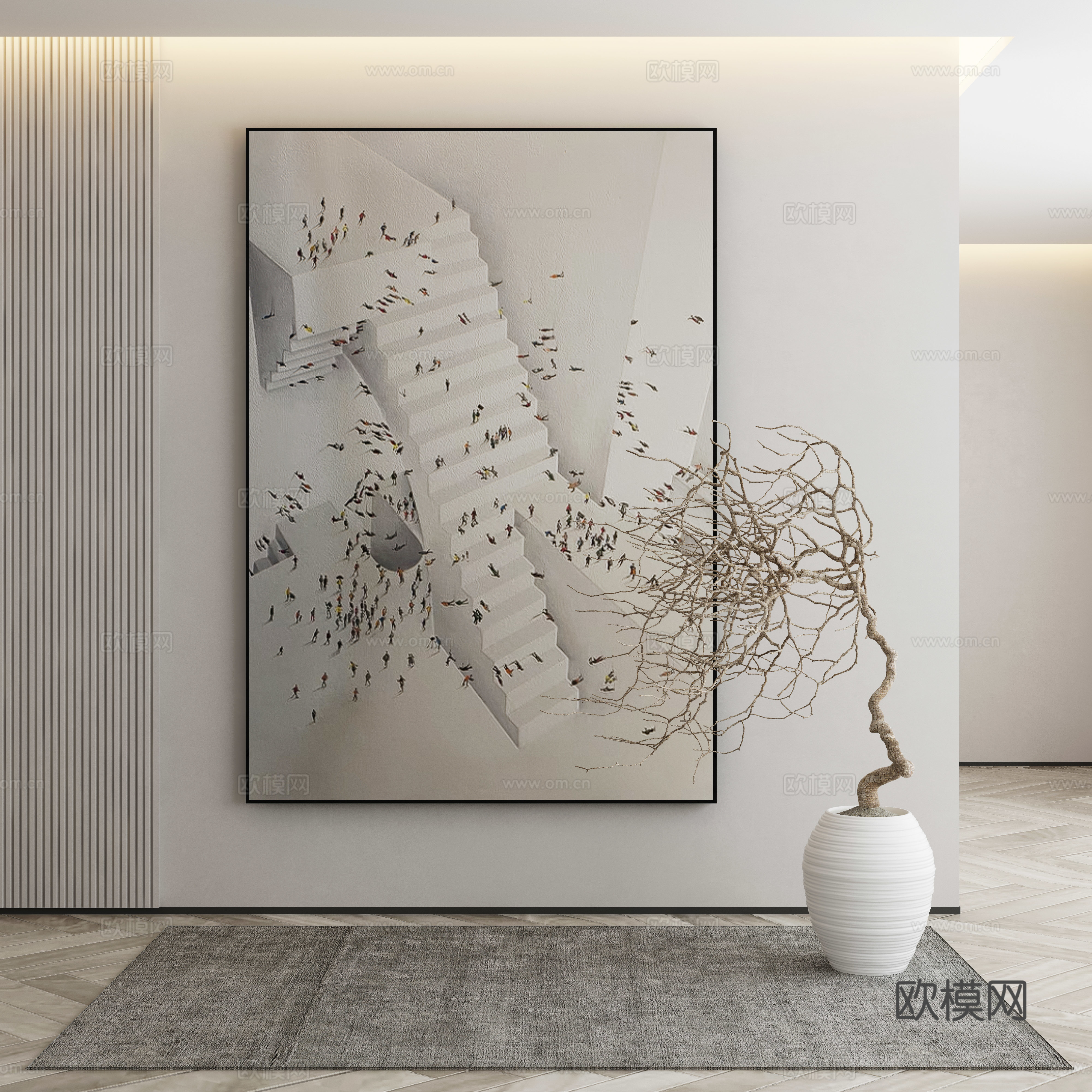 现代侘寂挂画 油画3d模型