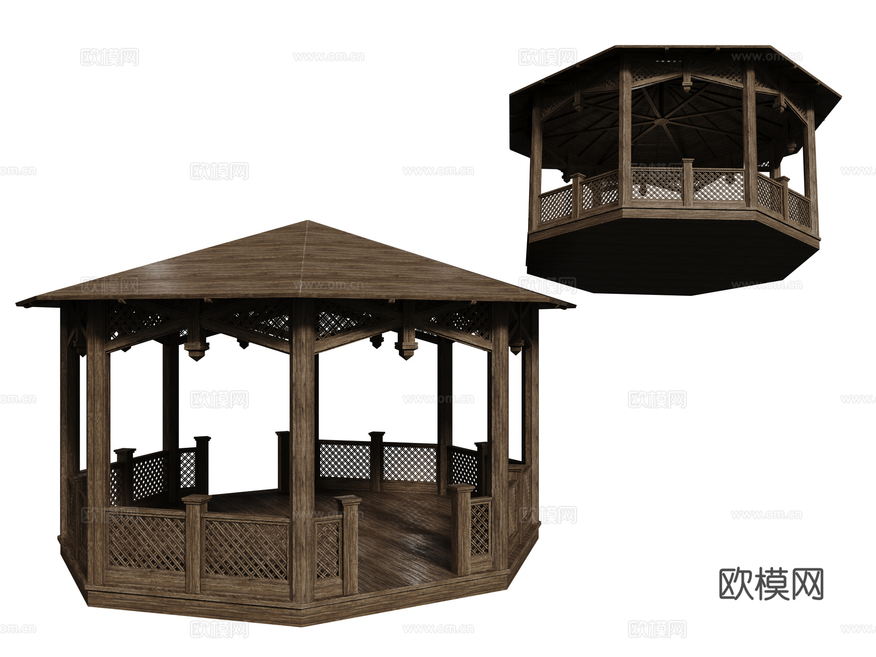 中式凉亭 木制凉亭 古建凉亭 景观亭 八角亭3d模型