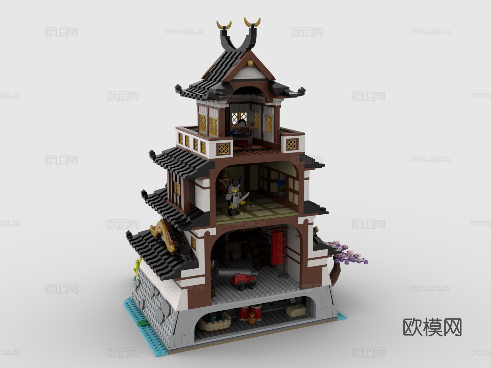 乐高 LEGO 玩具 积木 日式建筑 日式城堡 日式堡垒 日3d模型