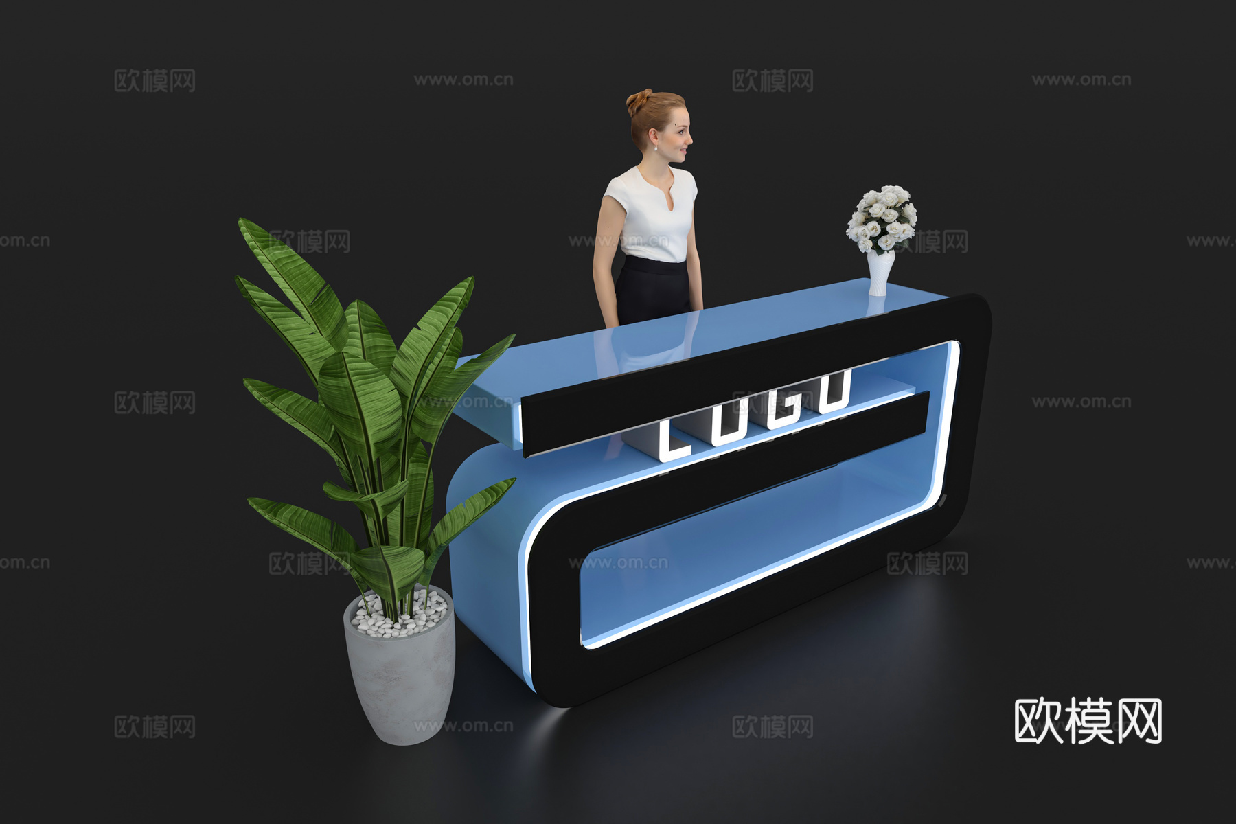 现代接待台 展览展会展台接待台 前台 吧台 柜台 桌台3d模型