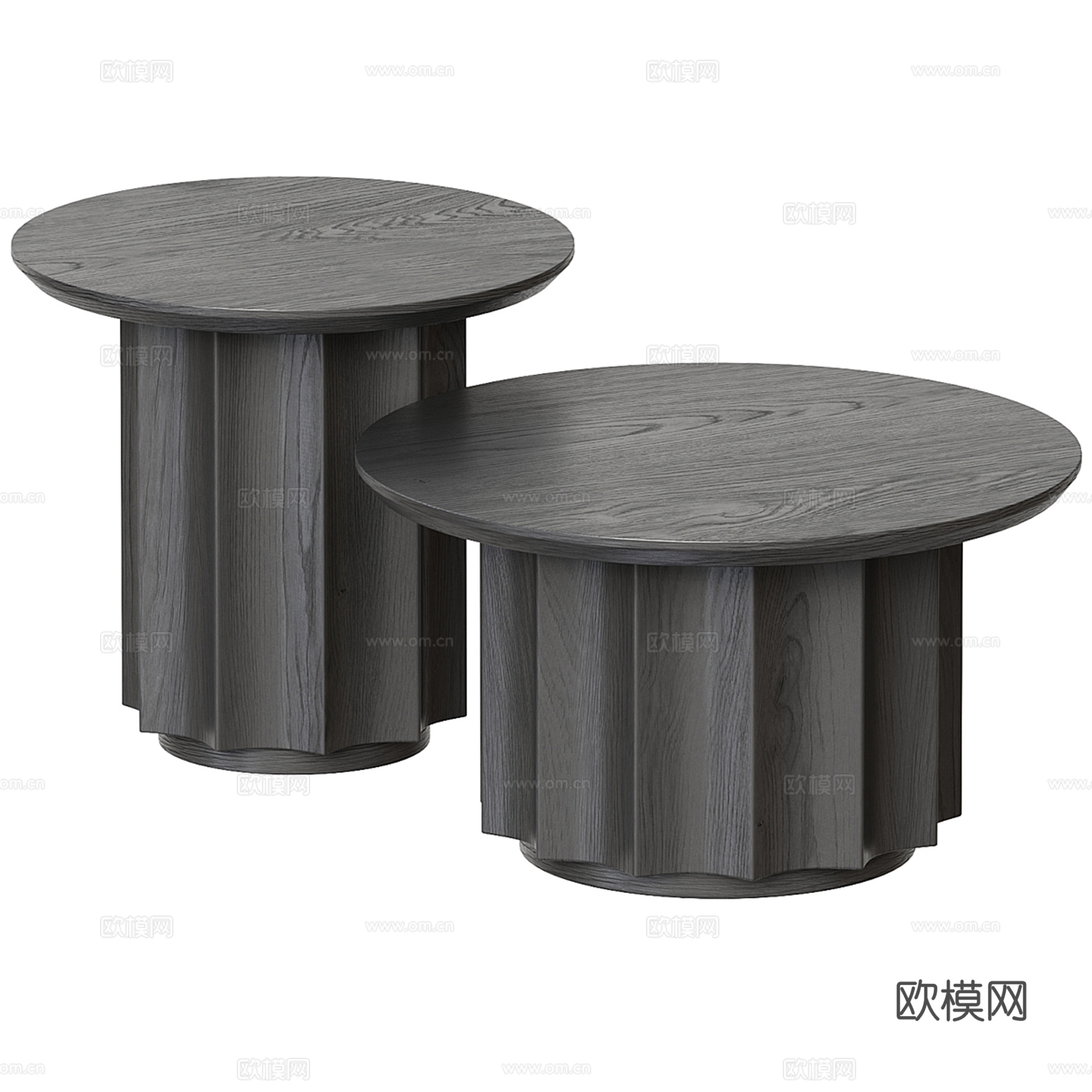 圆形子母茶几组合su模型