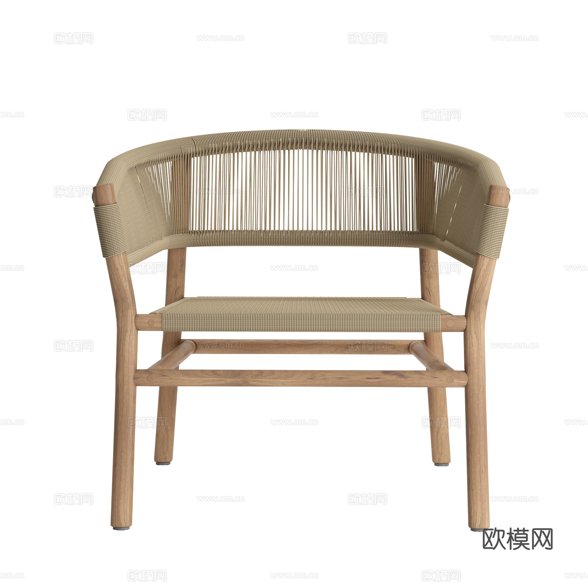 新中式藤编扶手椅3d模型
