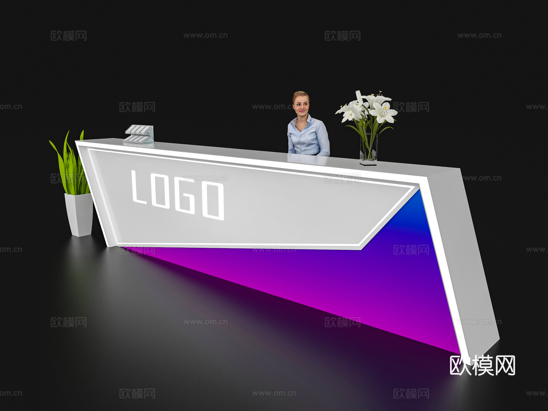 现代接待台 展览展会展台接待台 前台 吧台 柜台 桌台3d模型