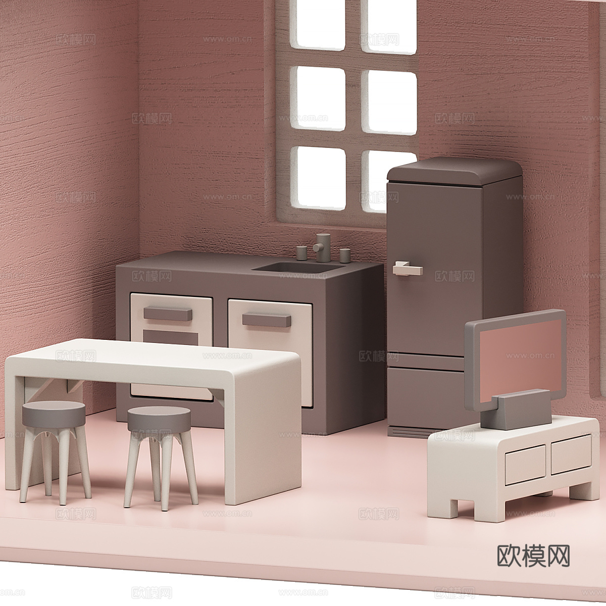 现代儿童玩具屋3d模型