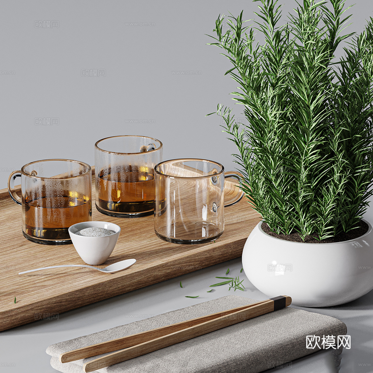 新中式茶具3d模型