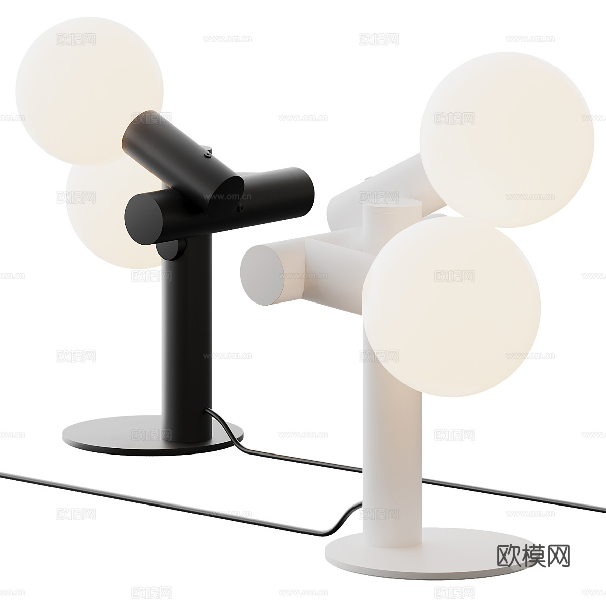 现代奶油风装饰台灯3d模型