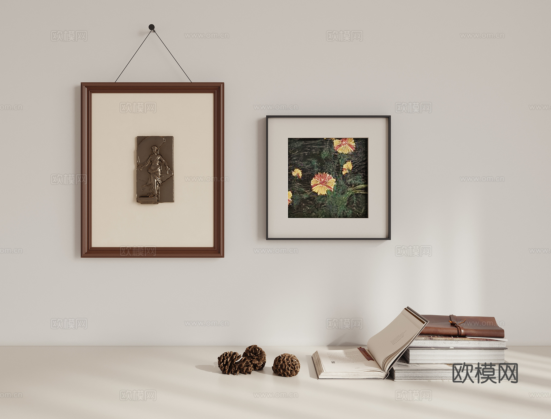 组合挂画摆件3d模型
