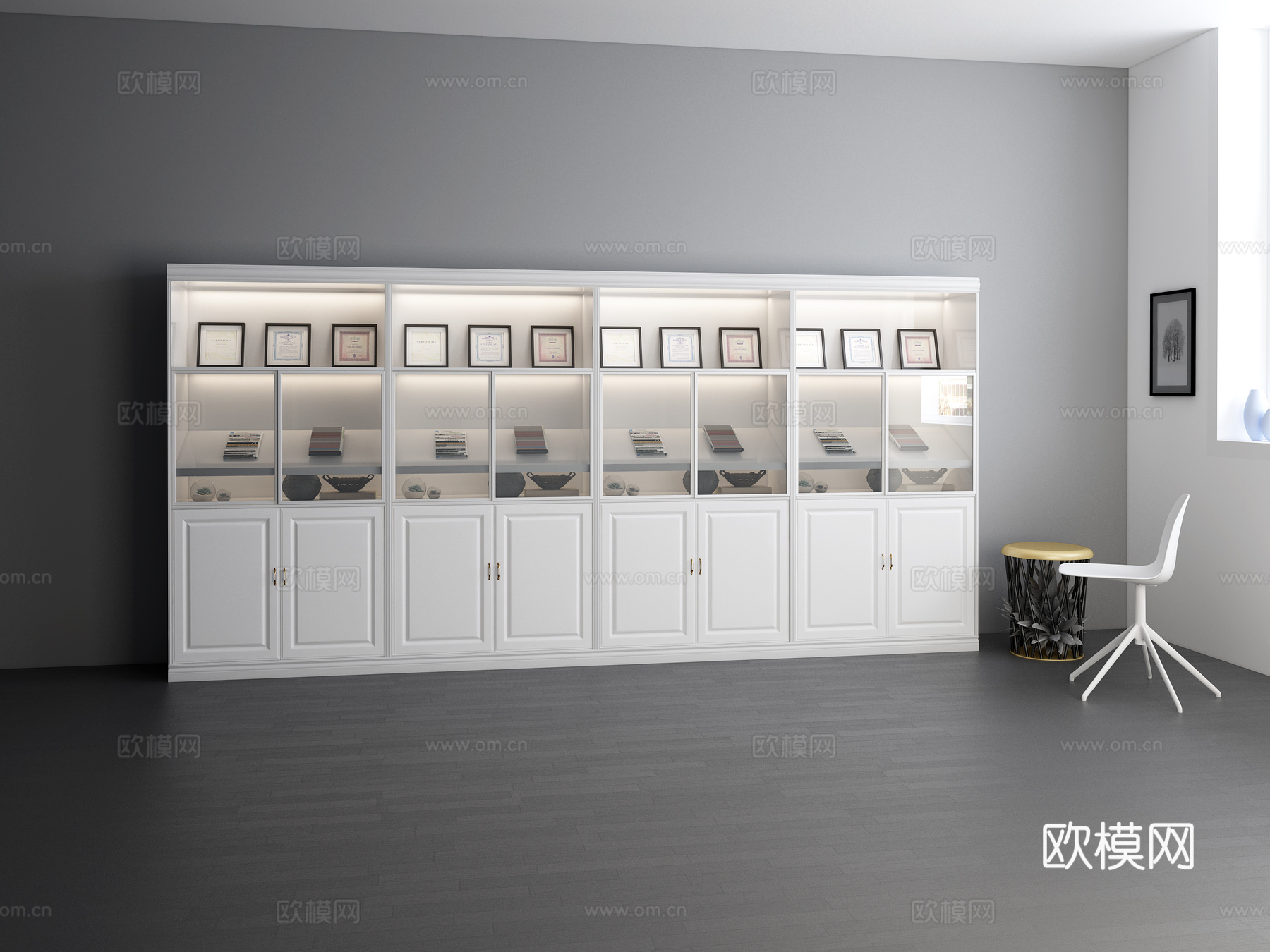 现代展示柜 挂画 椅子3d模型