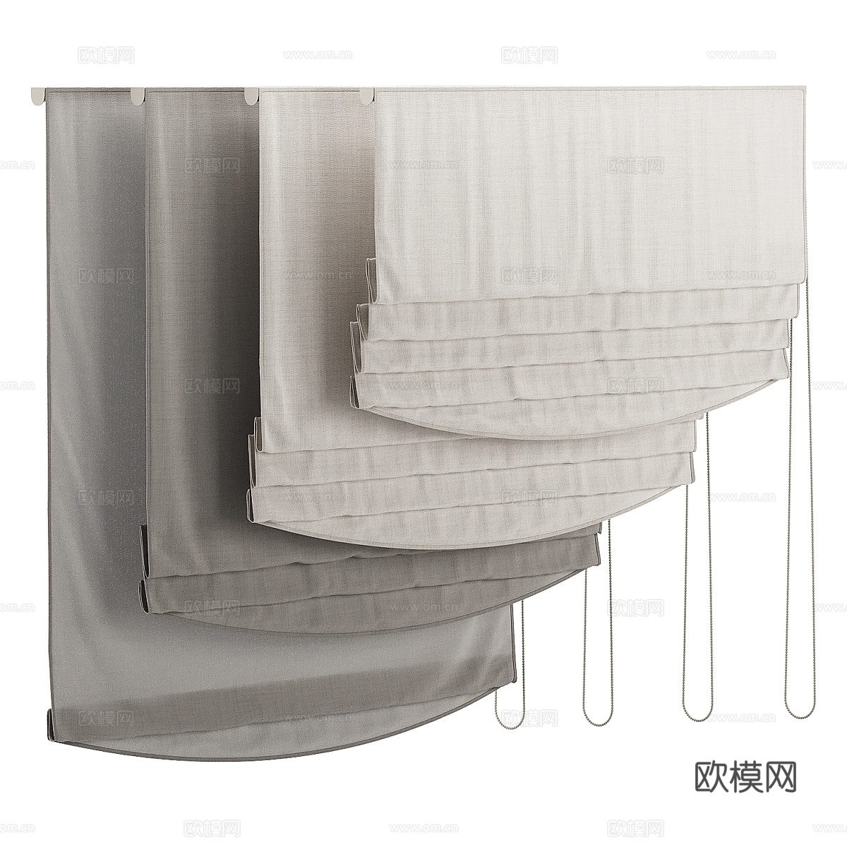 罗马窗帘宽 004 KM3d模型