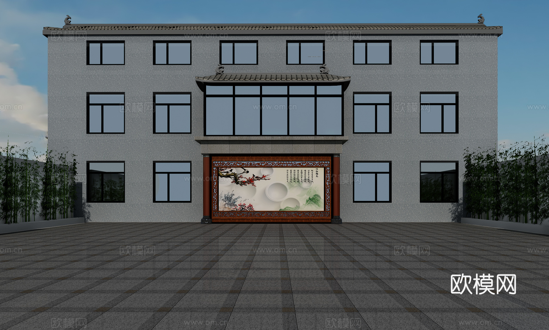 传统中式门头对面3d模型