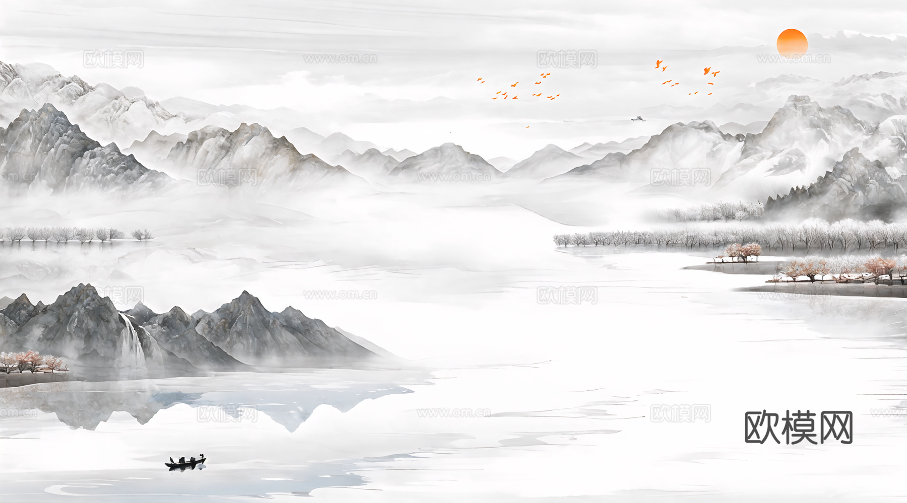 新中式山水水墨挂画