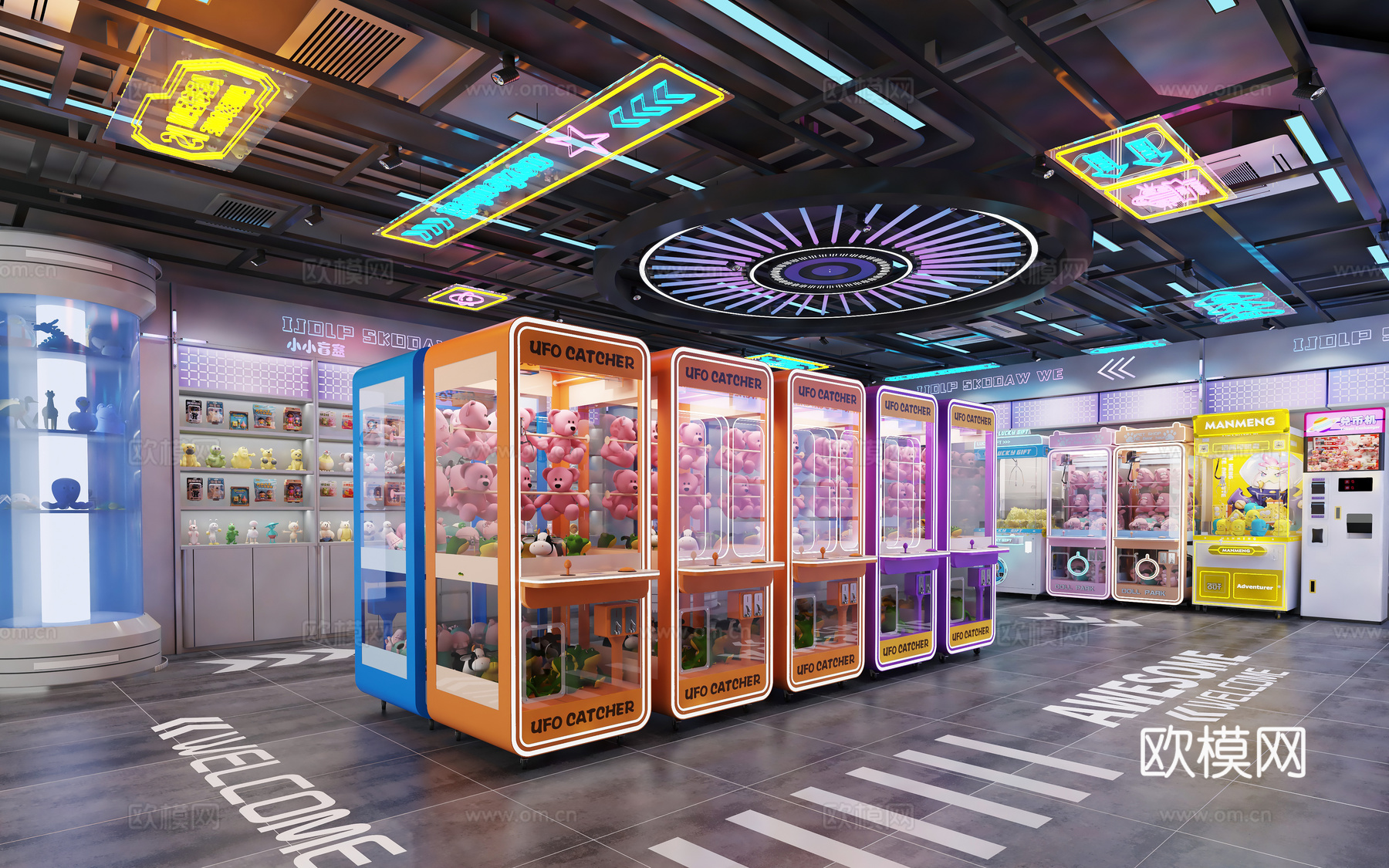 夹娃娃店 娃娃机 夹公仔机 电玩城游戏厅 手办玩具礼品店 二3d模型