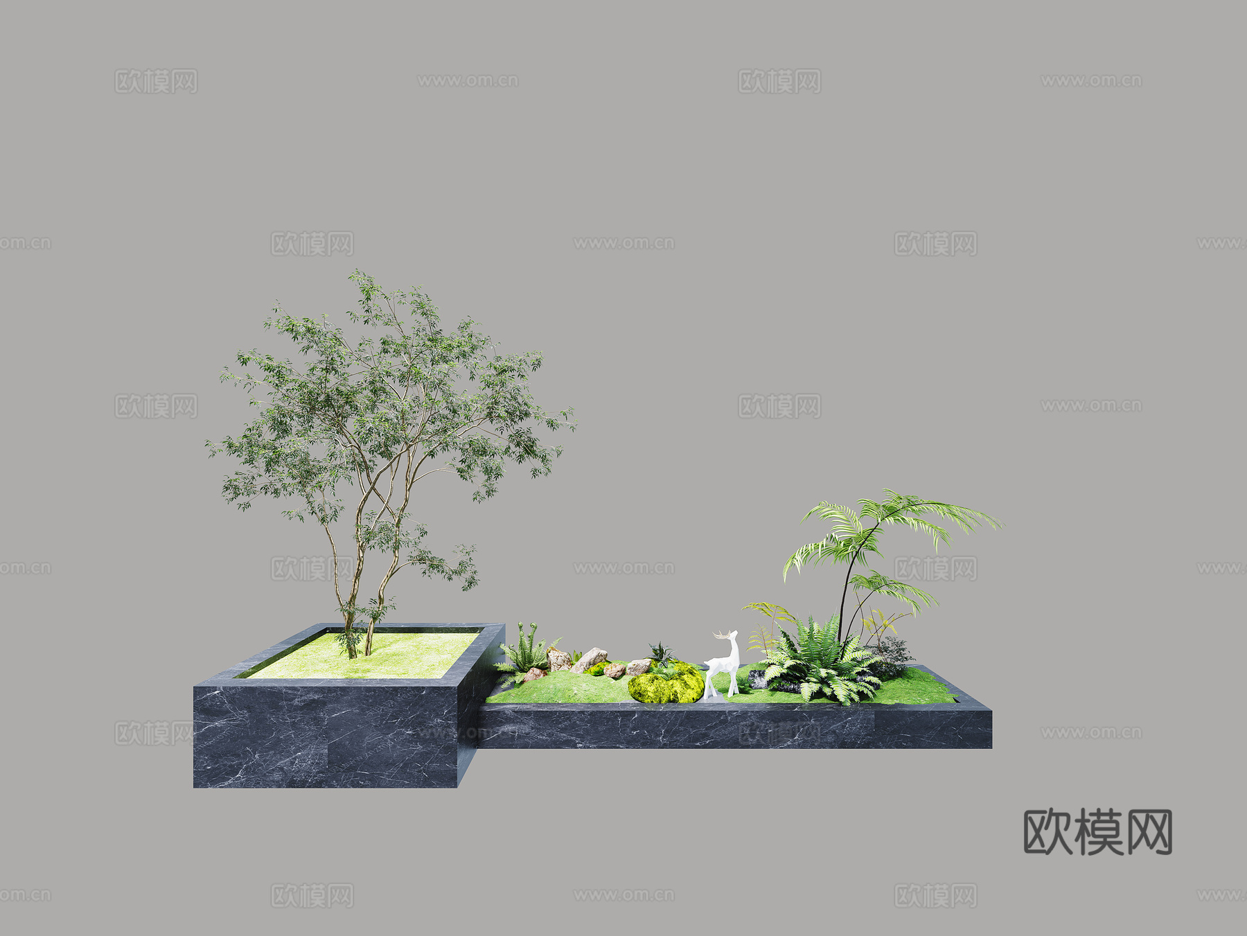 现代花池 造景  景观3d模型