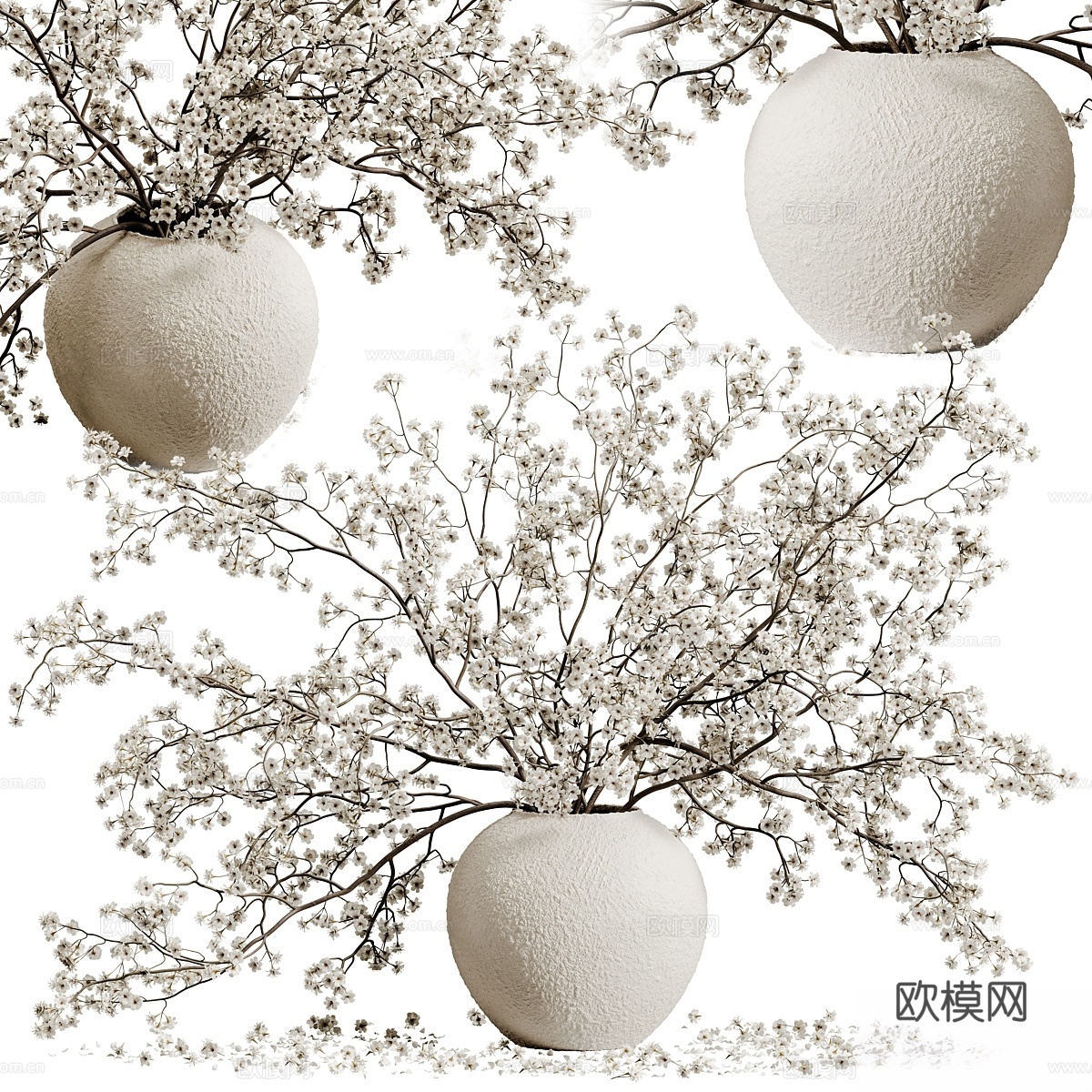 植物花束花瓶 813d模型