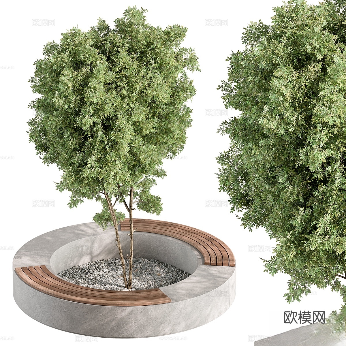 城市家具长椅带植物 593d模型