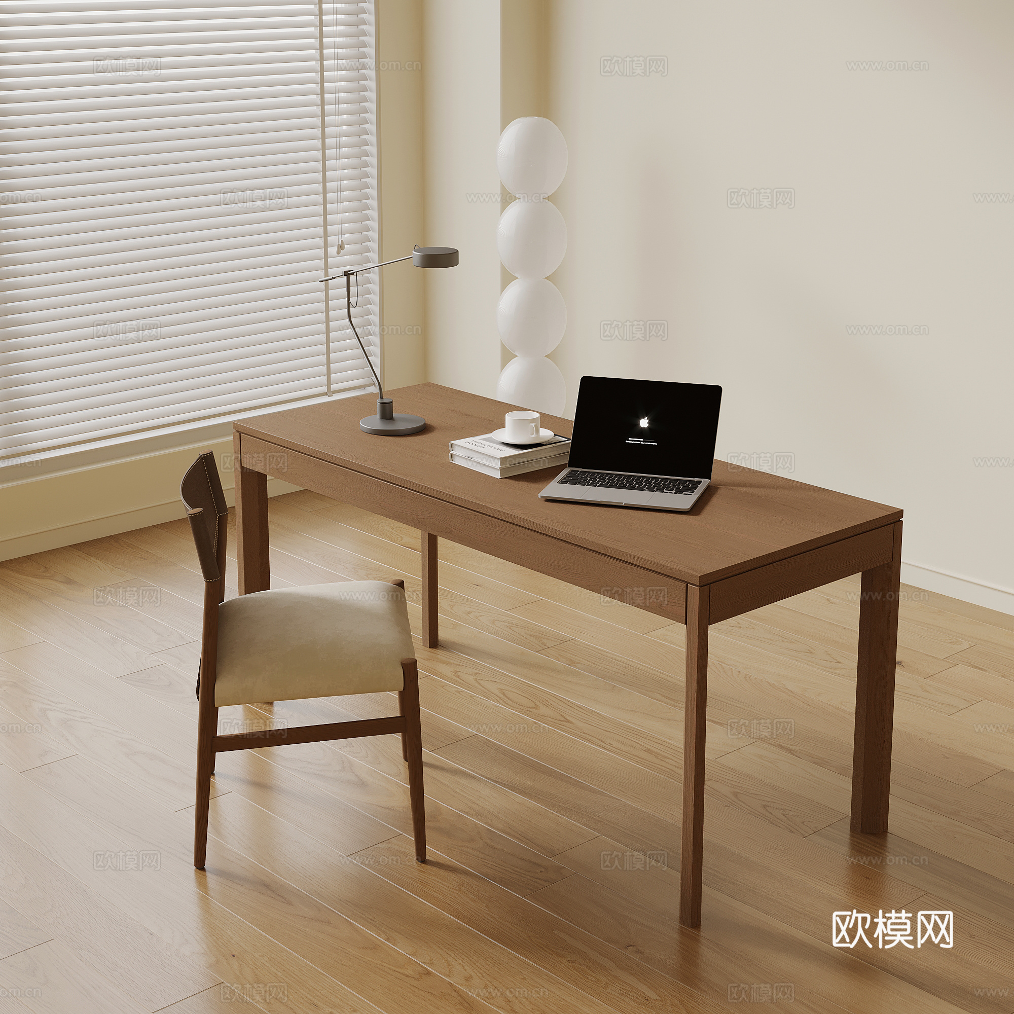 现代书桌椅su模型下载（渲染图1）