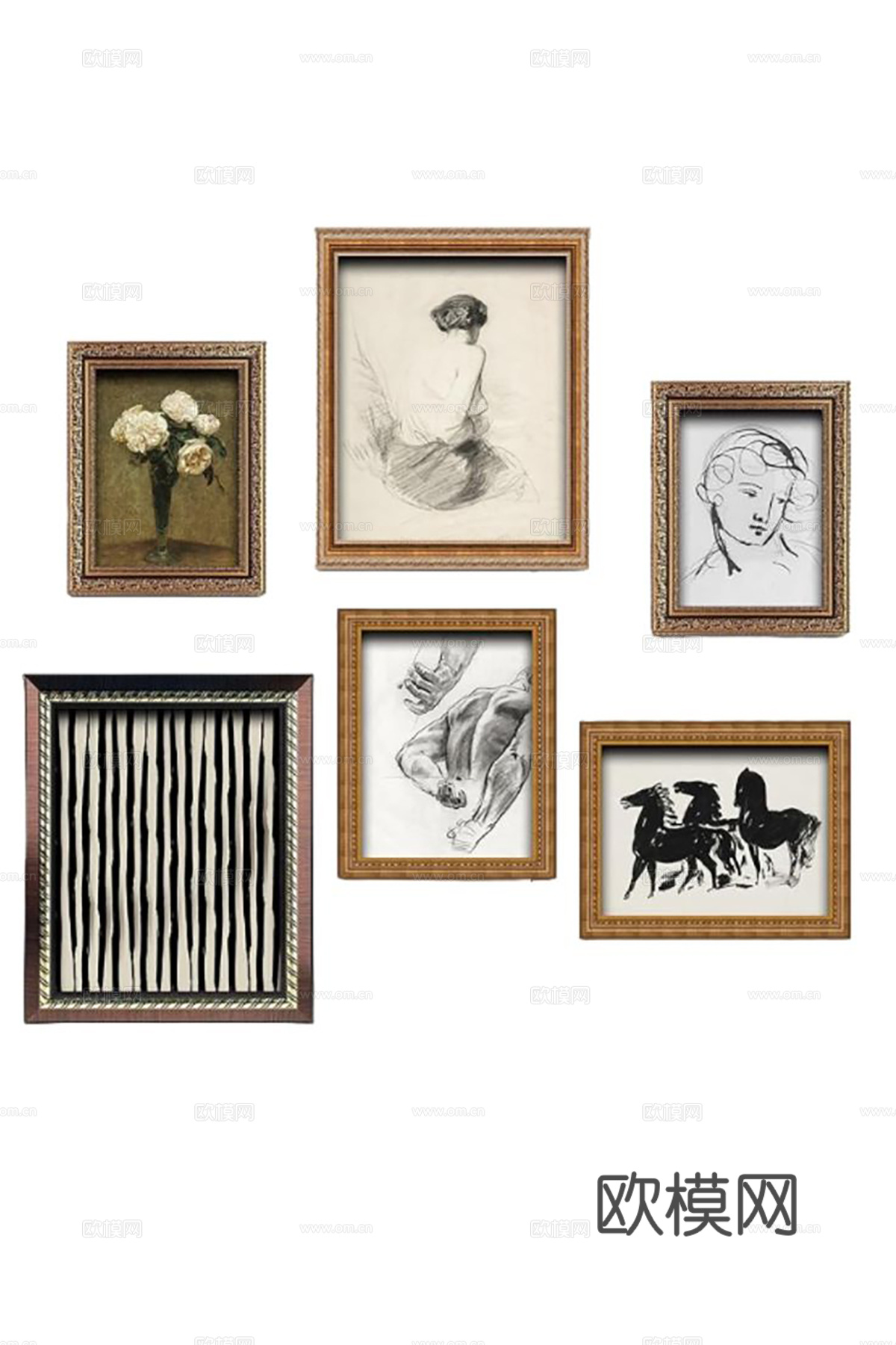 中古挂画组合 装饰画挂画 抽象画艺术画