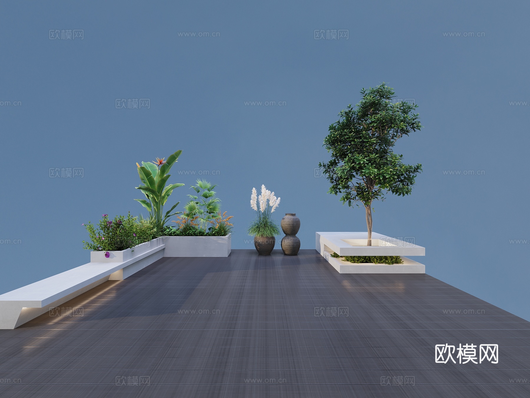 现代花池 造景  景观3d模型