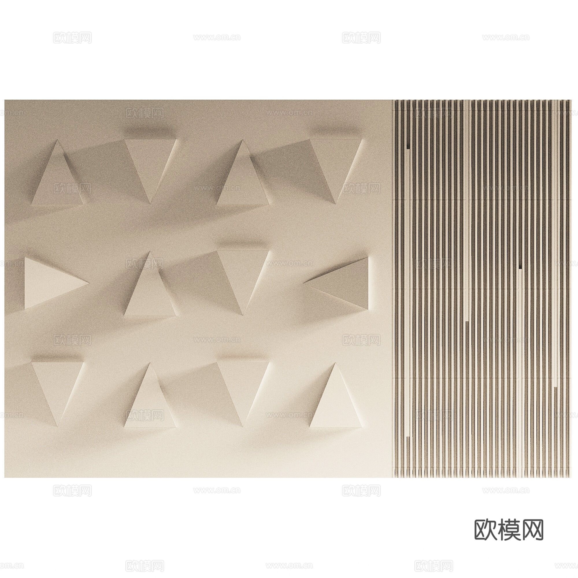 现代意式墙面装饰3d模型