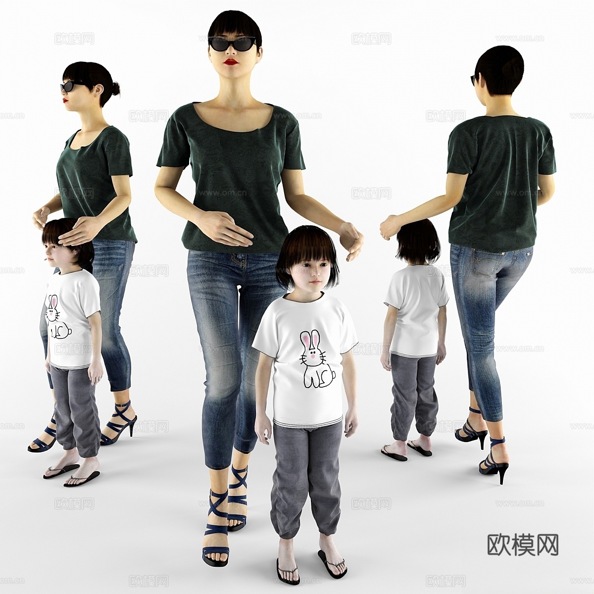 妈妈与孩子3d模型