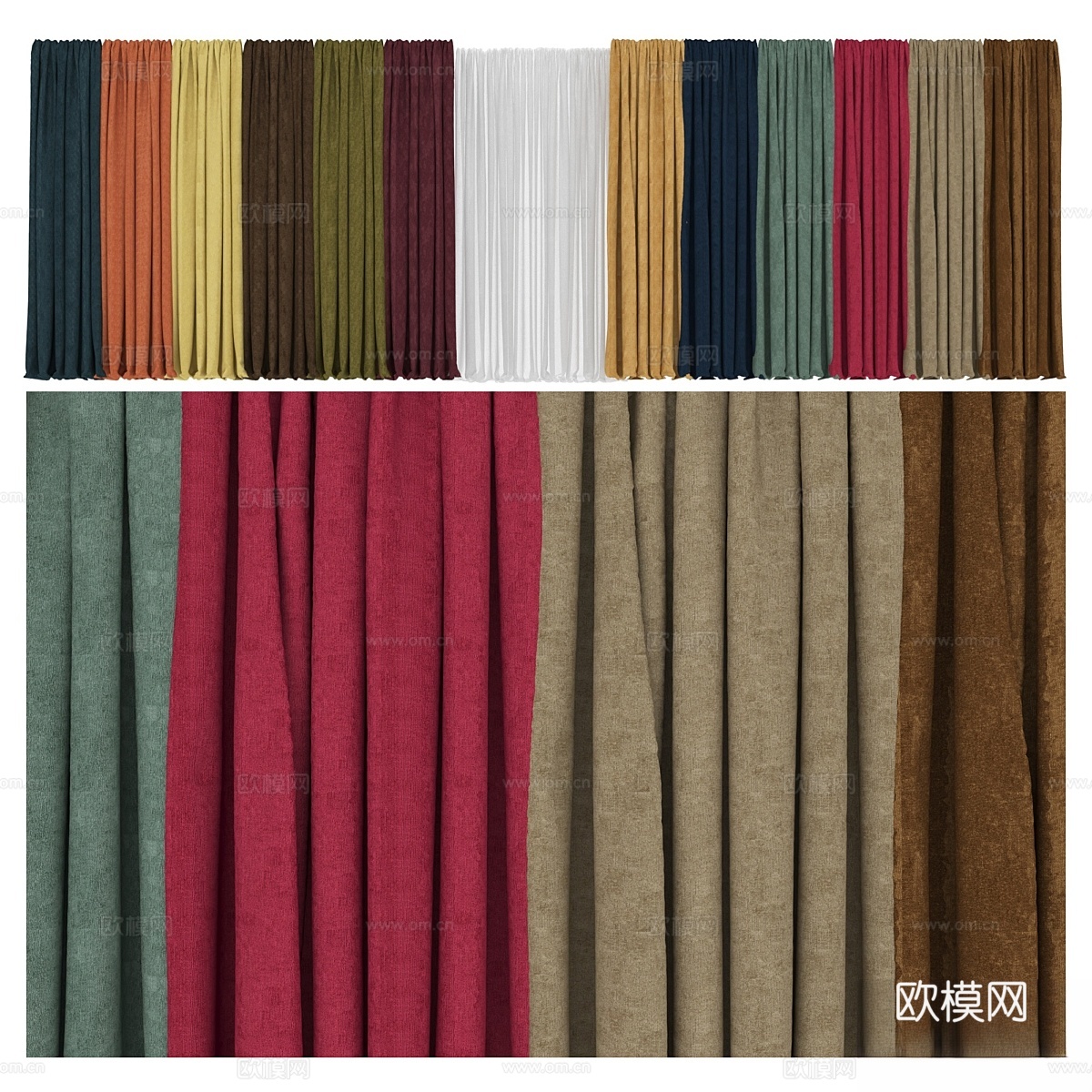 Fabricut Allure天鹅绒系列12种颜色3d模型