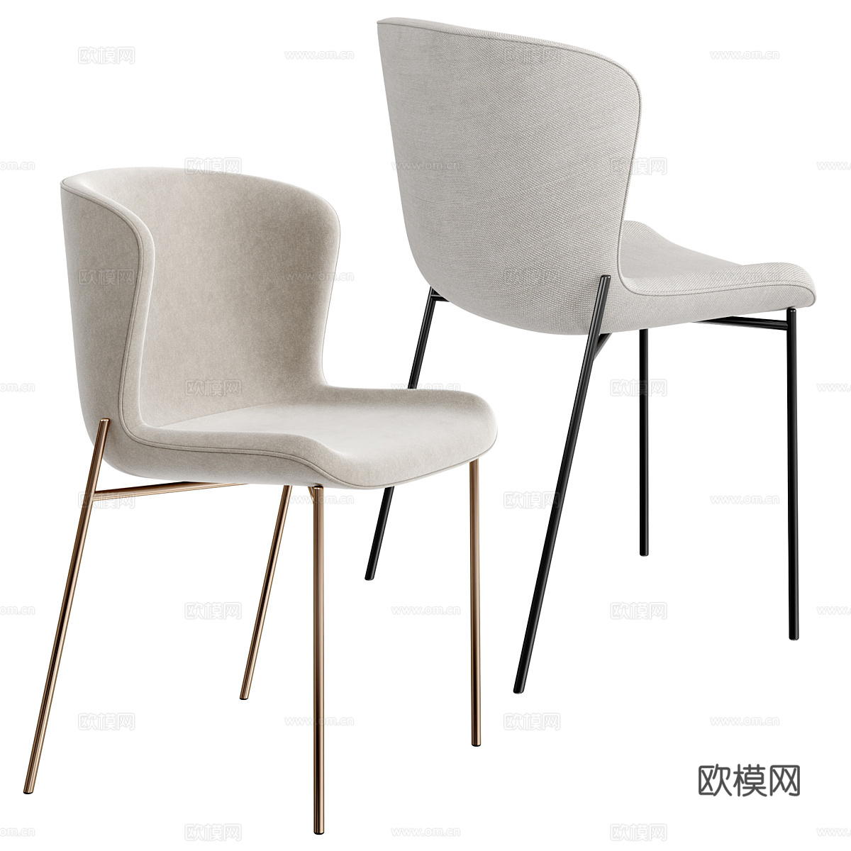 现代极简布艺单椅3d模型
