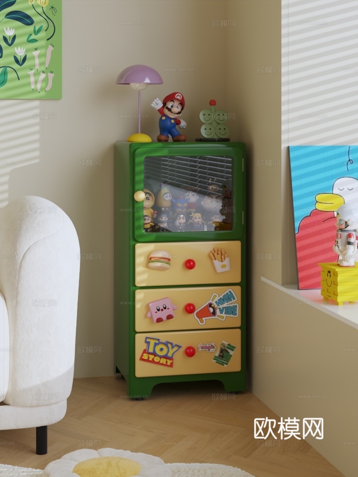 现代奶油装饰柜3d模型