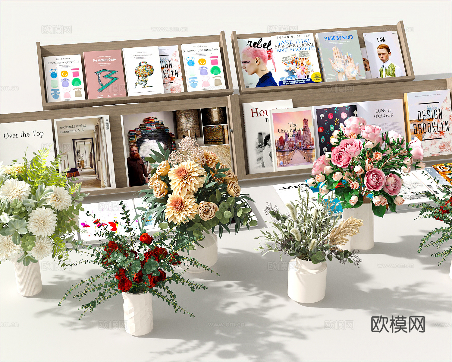书籍本花瓶花卉花艺 插花 鲜花书本3d模型