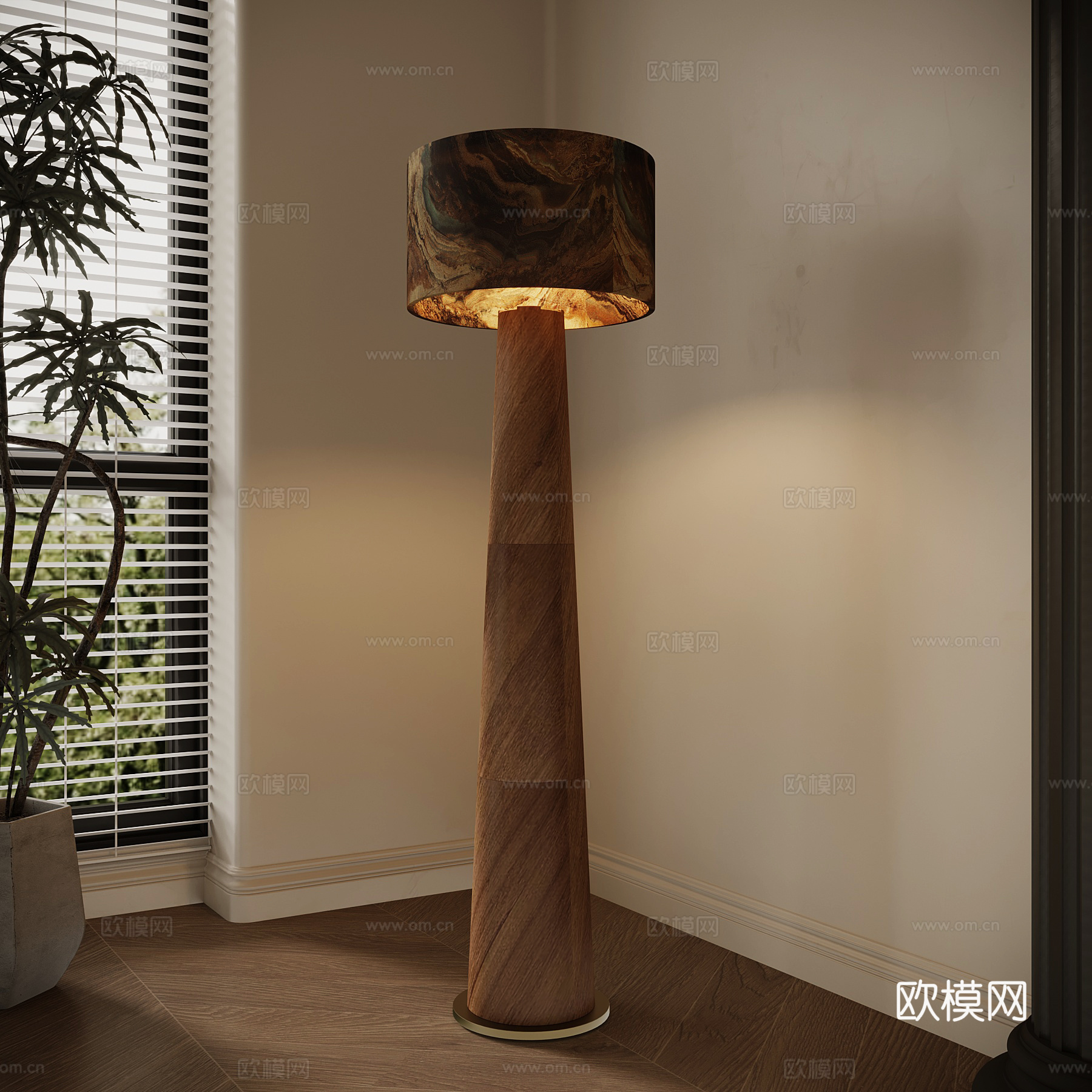 中古风落地灯su模型