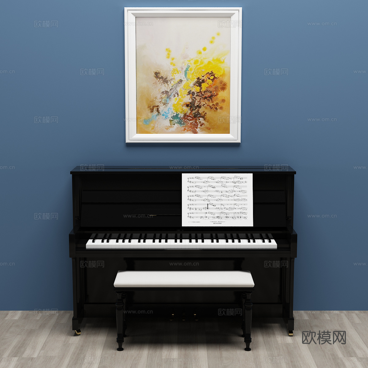 钢琴 音乐 乐具 装饰画3d模型