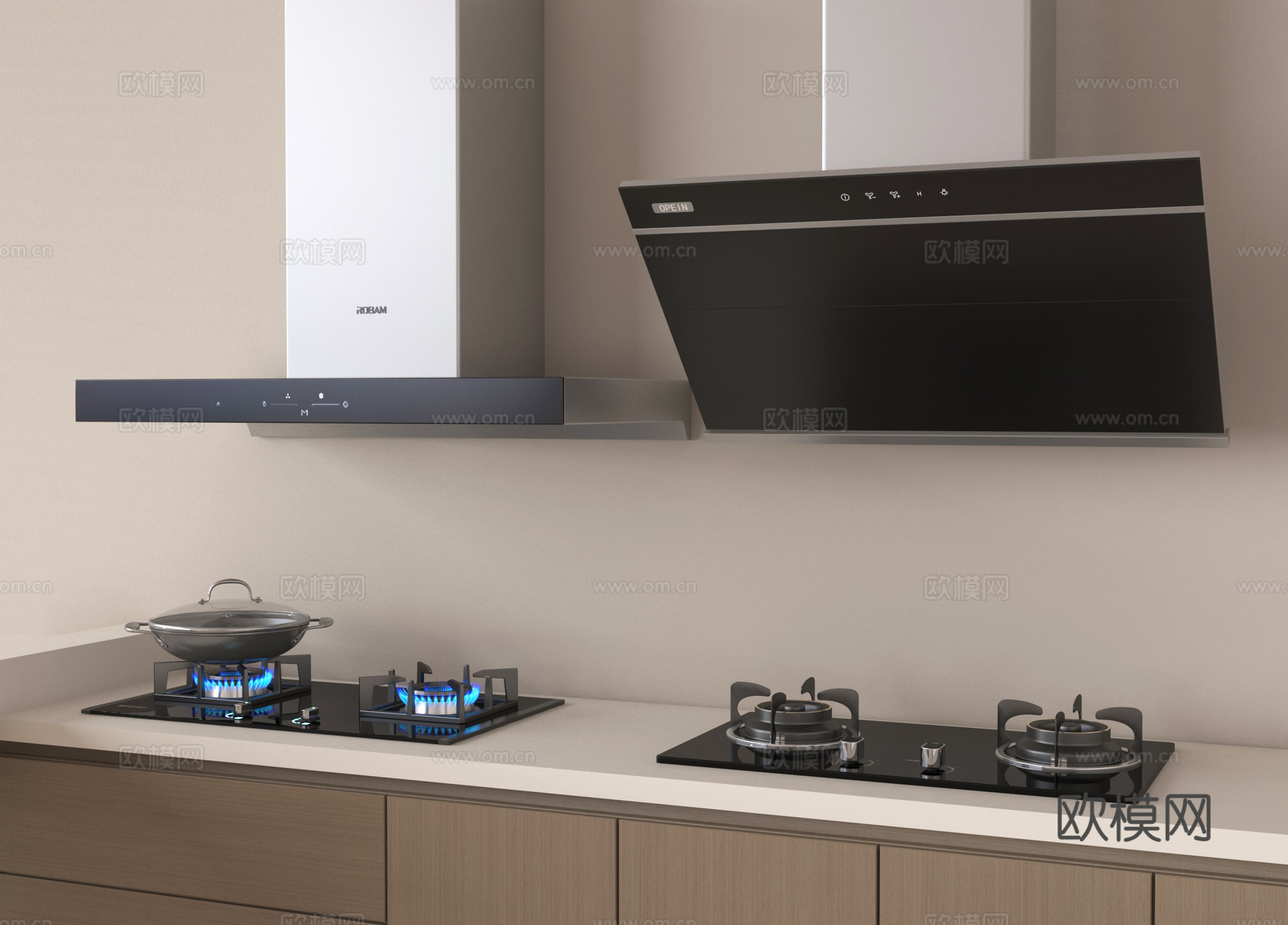 现代油烟机 侧吸烟机 灶具 炉具3d模型