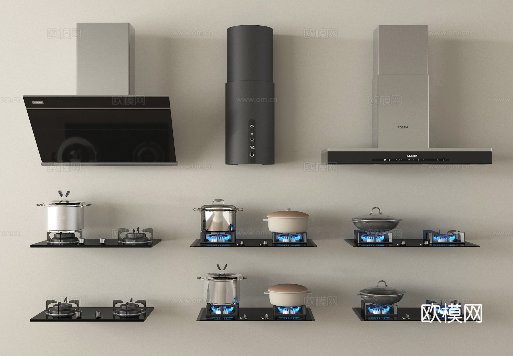 现代油烟机 侧吸烟机 灶具 炉具su模型