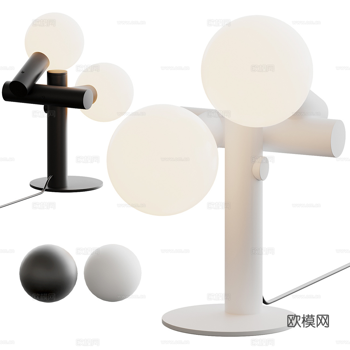现代奶油风装饰台灯3d模型