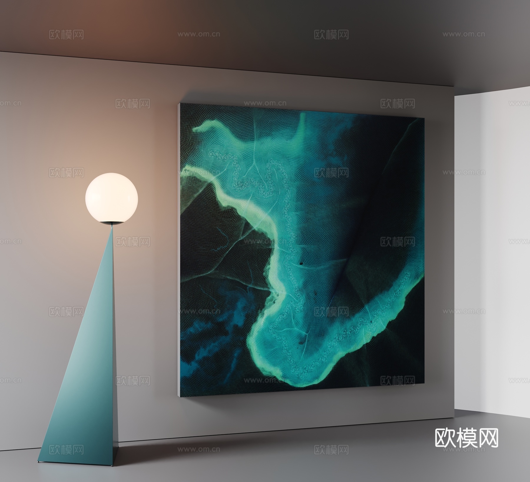 现代挂画 挂画 轻奢挂画 落地灯 床头挂画3d模型