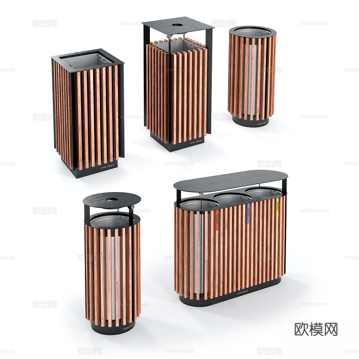 Mmcite 垃圾桶对角线3d模型