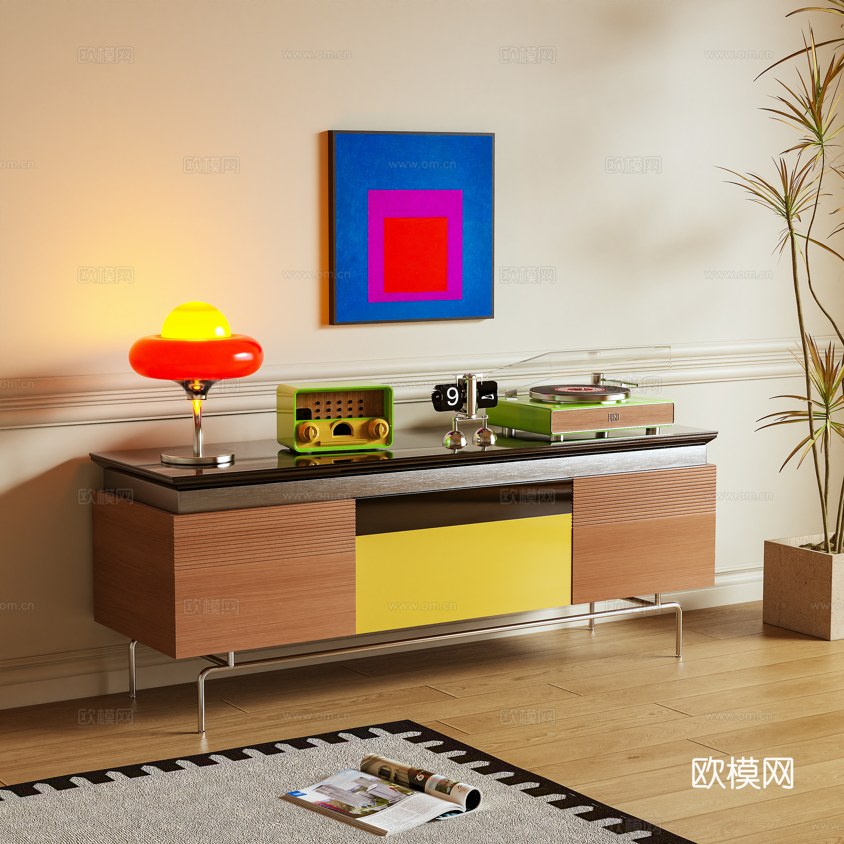电视柜 边柜 摆件3d模型