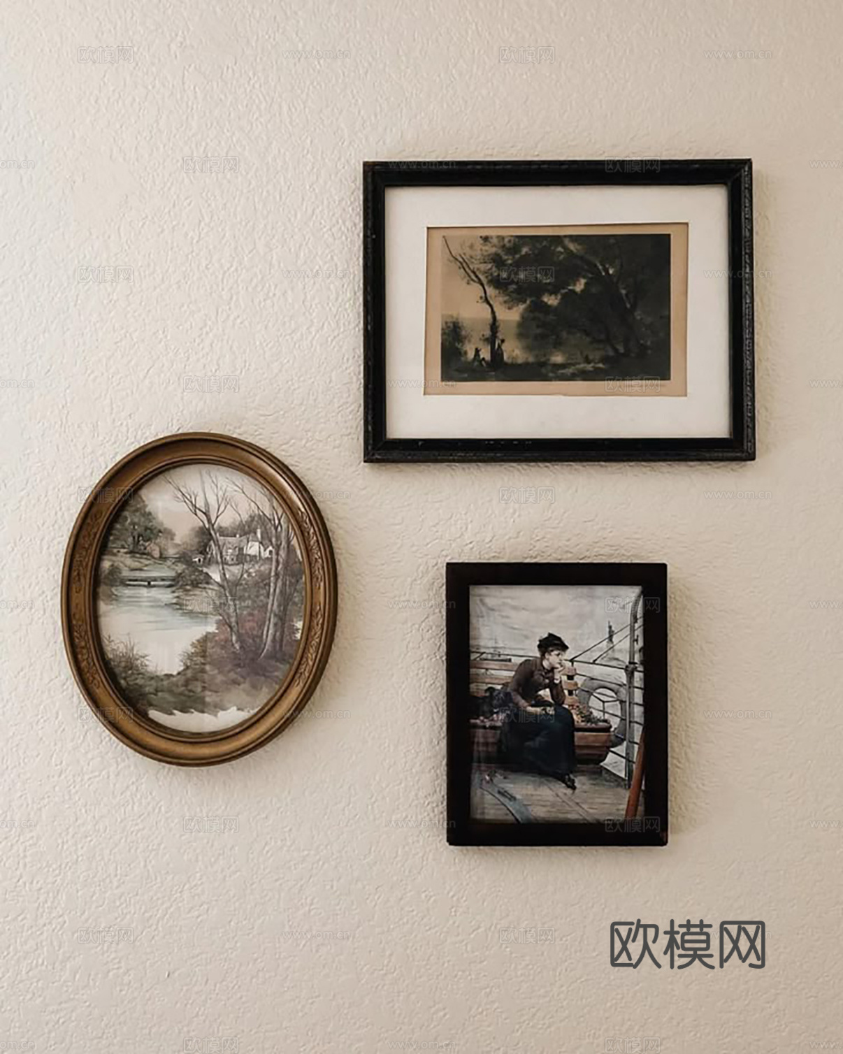 中古挂画组合 装饰画挂画 抽象画立体画